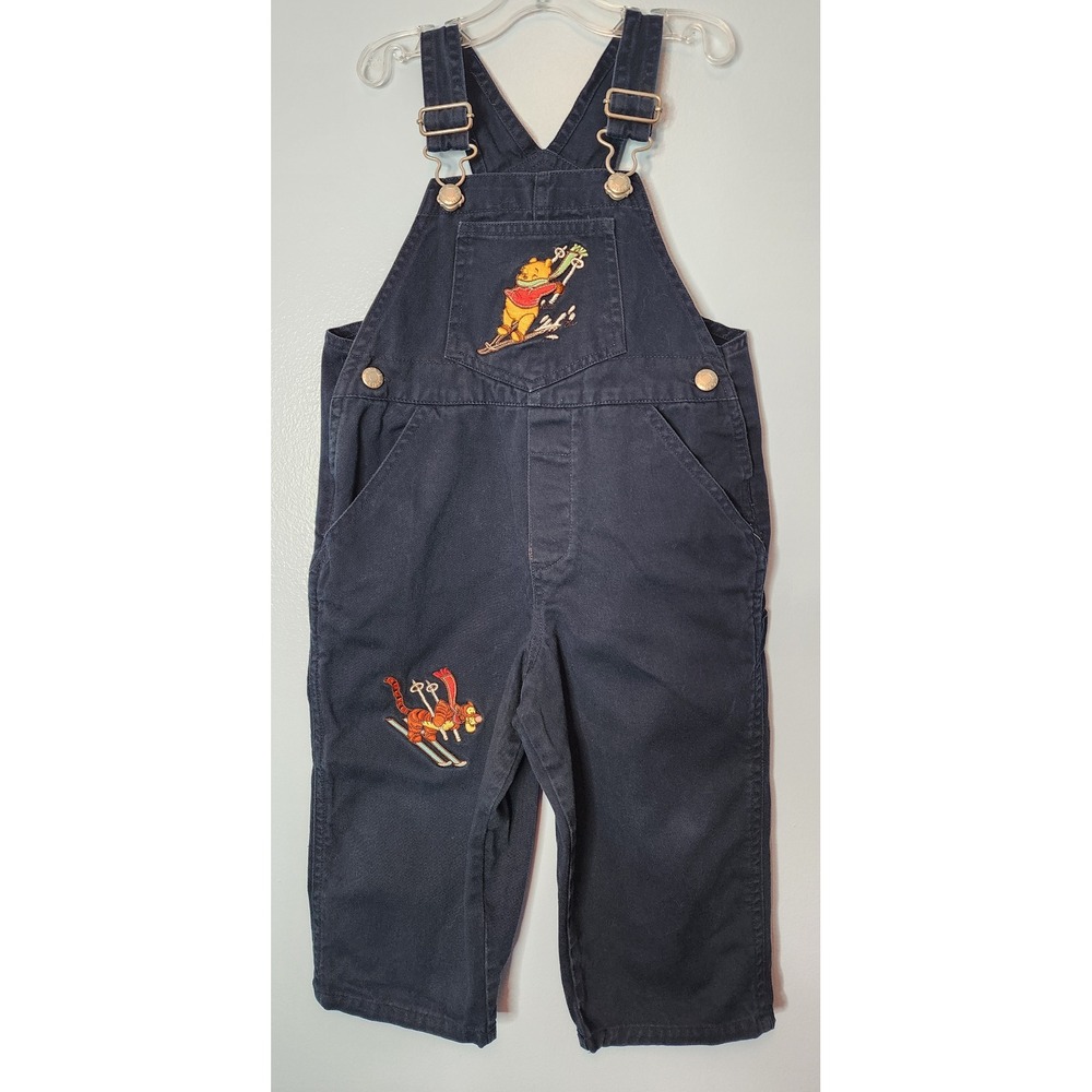 Vintage Disney Winnie the Pooh‎ Tigger Ski Overalls Navy Blue 2T Embroidered